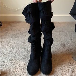 “Not Rated” Suede, knee-high, slouch wedge boots